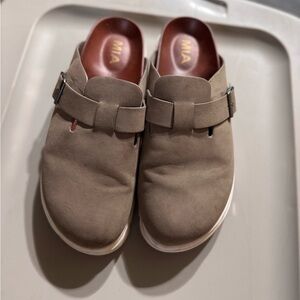 MIA Men's Taupe/Beige Slip-On Clog with Buckle Strap